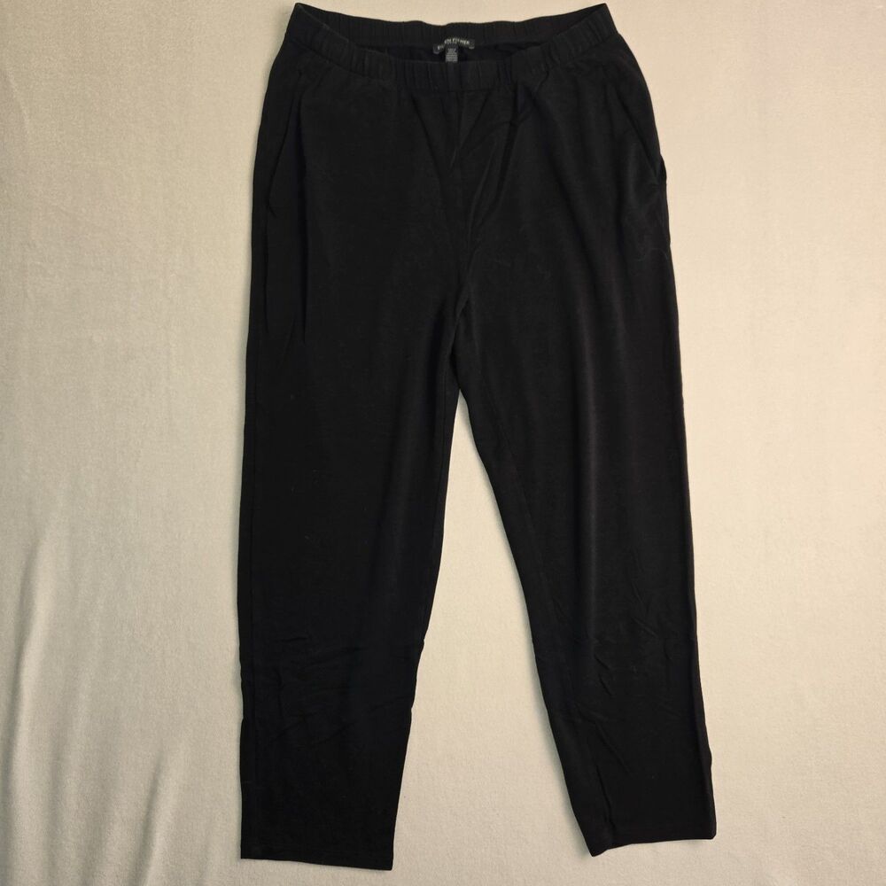 Eileen Fisher Womens Small PS Black Pull On‎ Pants Elastic Waist Petite Viscose